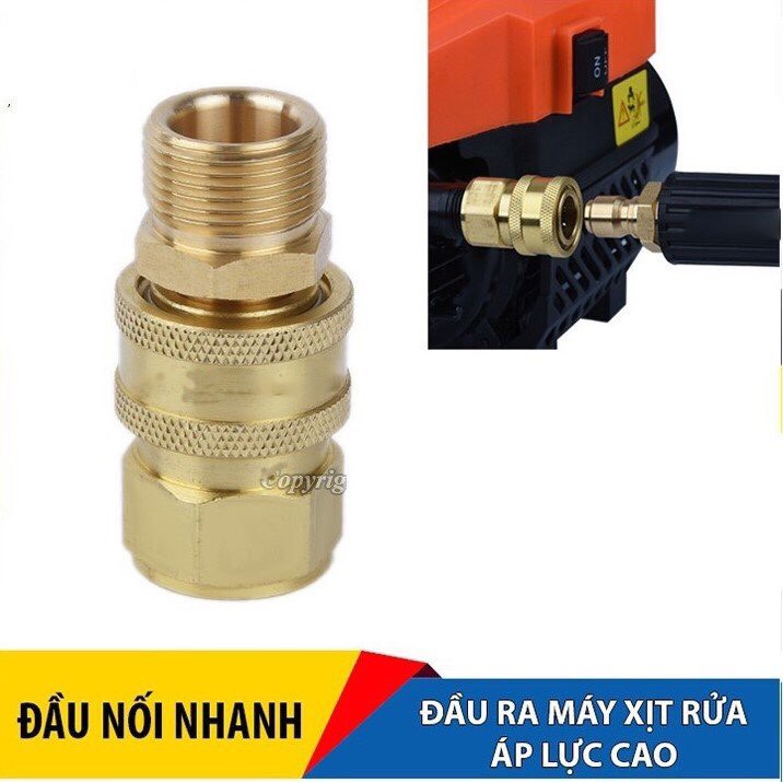 Bộ khớp nối nhanh đầu ra cho máy rửa xe áp lực cao, máy xịt rửa cao áp, máy rửa xe gia đình (chống xoắn dây 22mm)