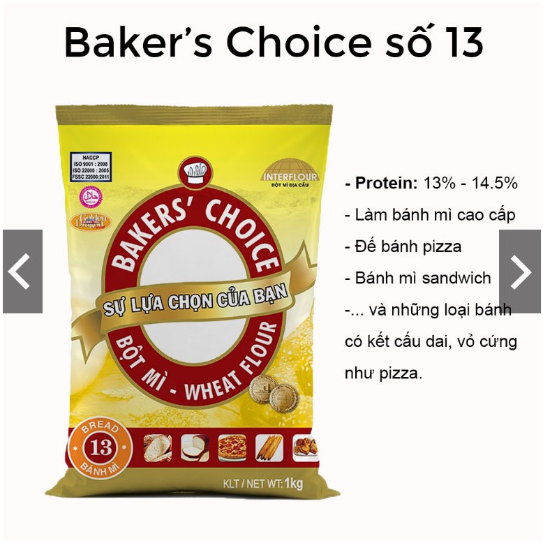 Bột mì đa dụng làm bánh Baker choice số 8, số 11 và số 13 - 1kg