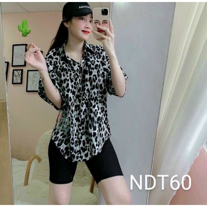 Áo Sơmi họa tiết Báo Xám chất Kate Lụa không nhăn Shop Cam kết Hàng y Hình Kèm Ảnh thật Chính Chủ ( Size dưới 60kg )