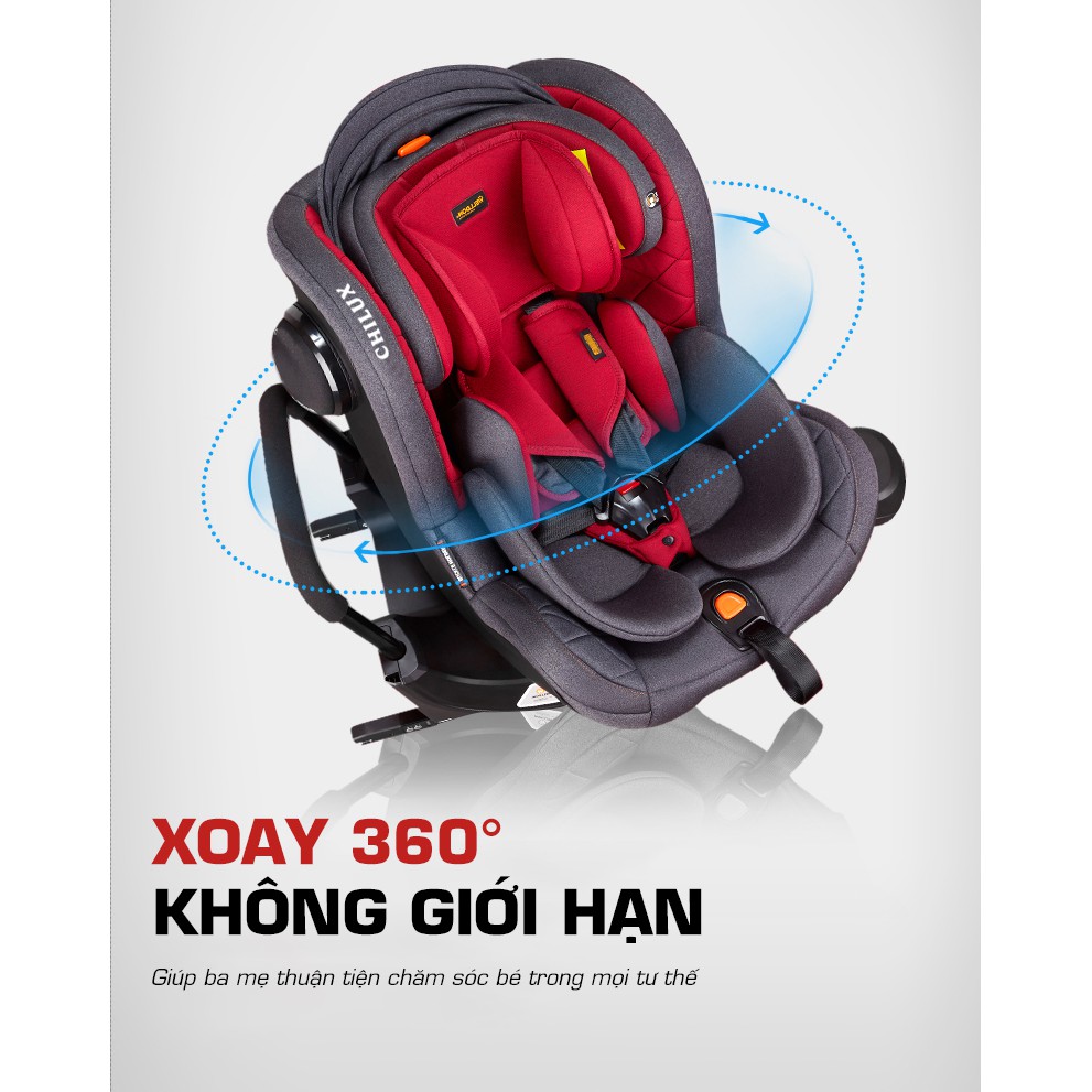 GHẾ NGỒI Ô TÔ CHO TRẺ EM CHILUX SAFE XOAY 360 ĐỘ MÀU XANH LAM (DÙNG 0 - 12 TUỔI)