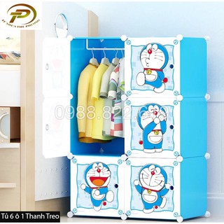 Tủ Quần áo lắp ghép Đa Năng 6 ô Sâu 47 CM (Cửa Thú Doremon 9 mẫu)
