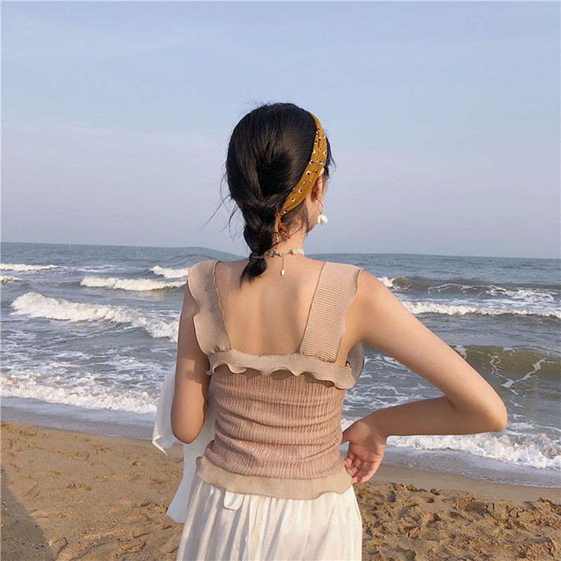 Áo không tay dệt kim màu trơn gợi cảm cho nữ | BigBuy360 - bigbuy360.vn