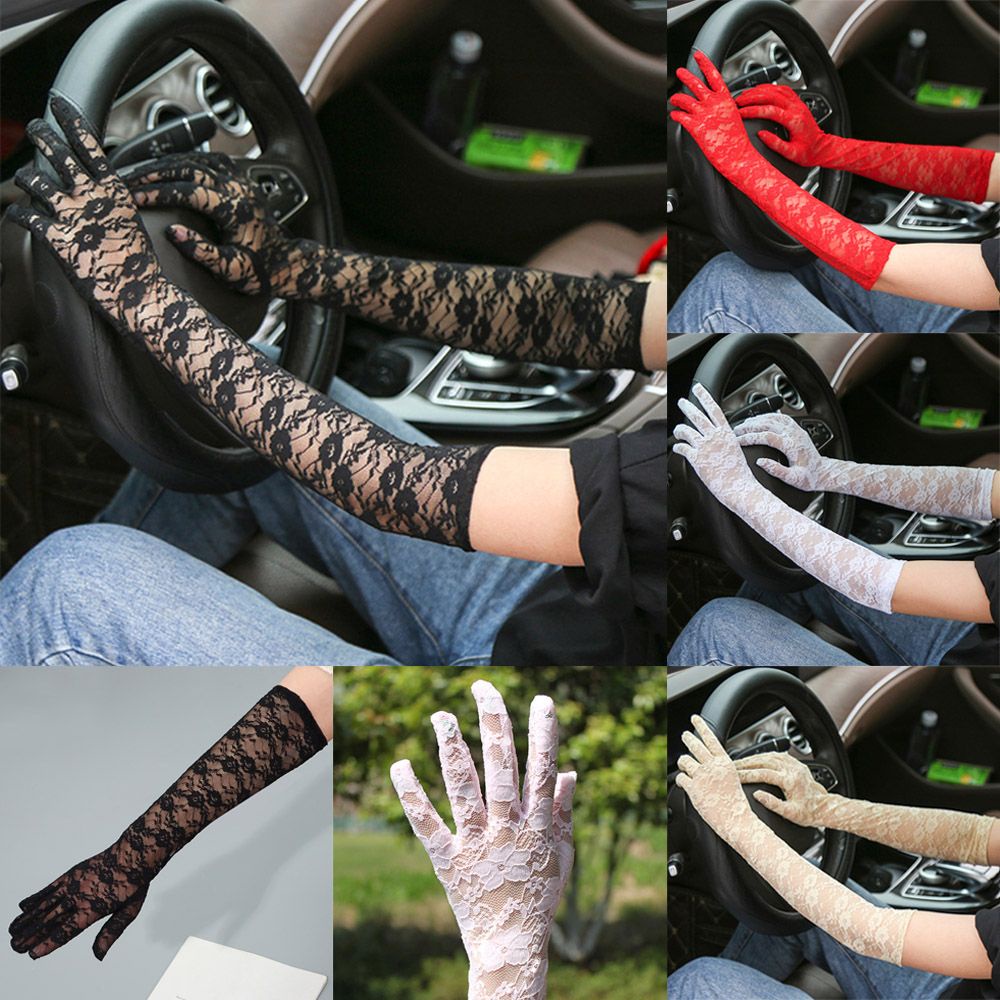 Găng Tay Ren Hoa Dài Co Giãn Chống Nắng Thời Trang Cho Nữ