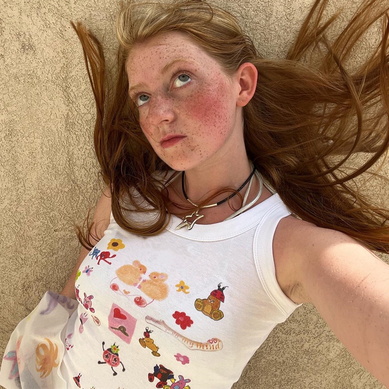 Áo Tank Top Cổ Tròn In Họa Tiết Dễ Thương Cho Nữ