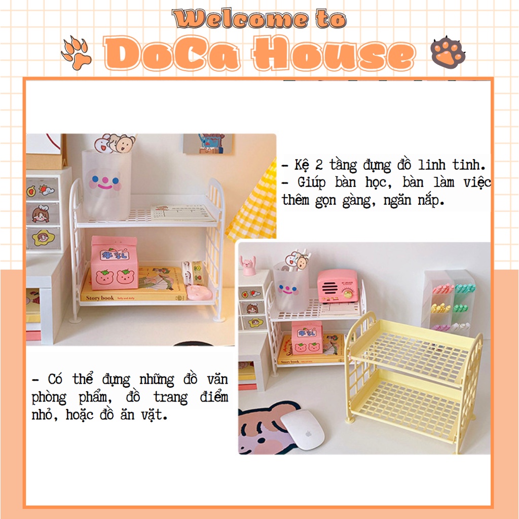 Kệ nhựa mini 2 tầng để bàn đựng đồ đa năng siêu xinh - DOCA