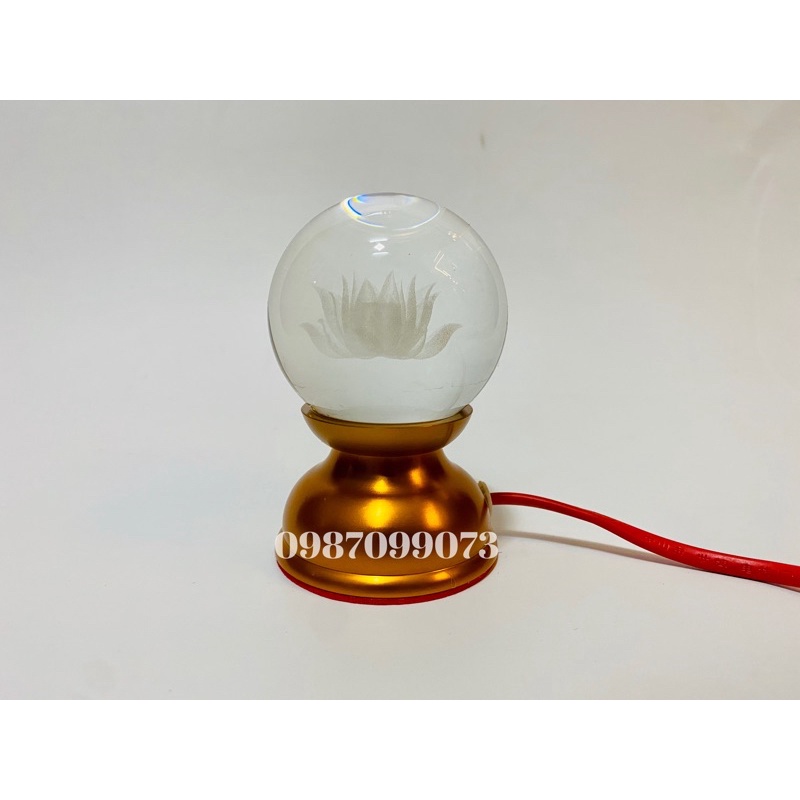 Đèn thờ led quả cầu pha lê, hoa sen lưu ly, búp sen lưu ly