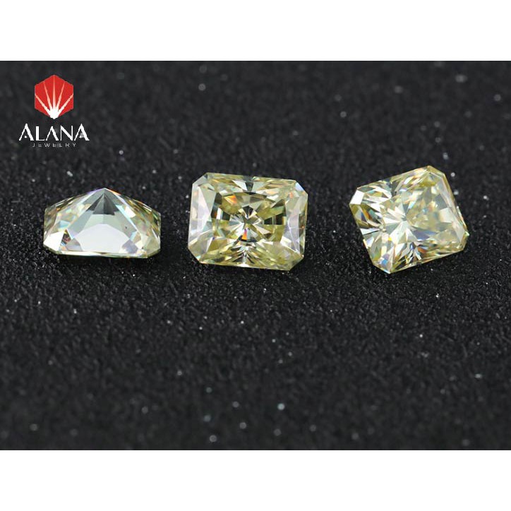 Kim cương nhân tạo MOISSANITE hình Radiant 7x9 màu vàng