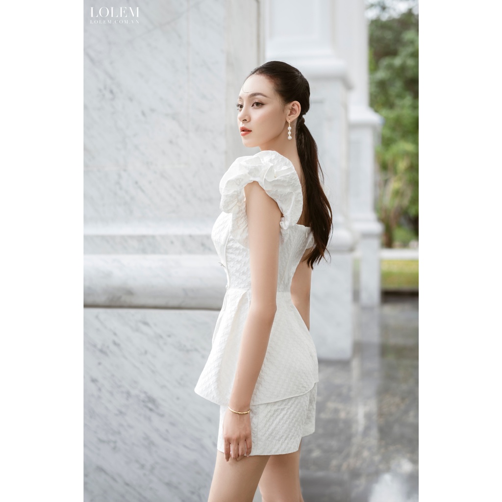 Set quần áo nữ LOLEM SQ045 quần short áo peplum vải gấm xốp thượng hạng mềm mịn