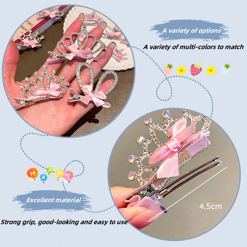 Kẹp Tóc Hình Vương Miện Công Chúa Ba Chiều Màu Hồng Ngọt Ngào Dễ Thương Thời Trang Hàn Quốc Tùy Chọn Cho Bé Gái