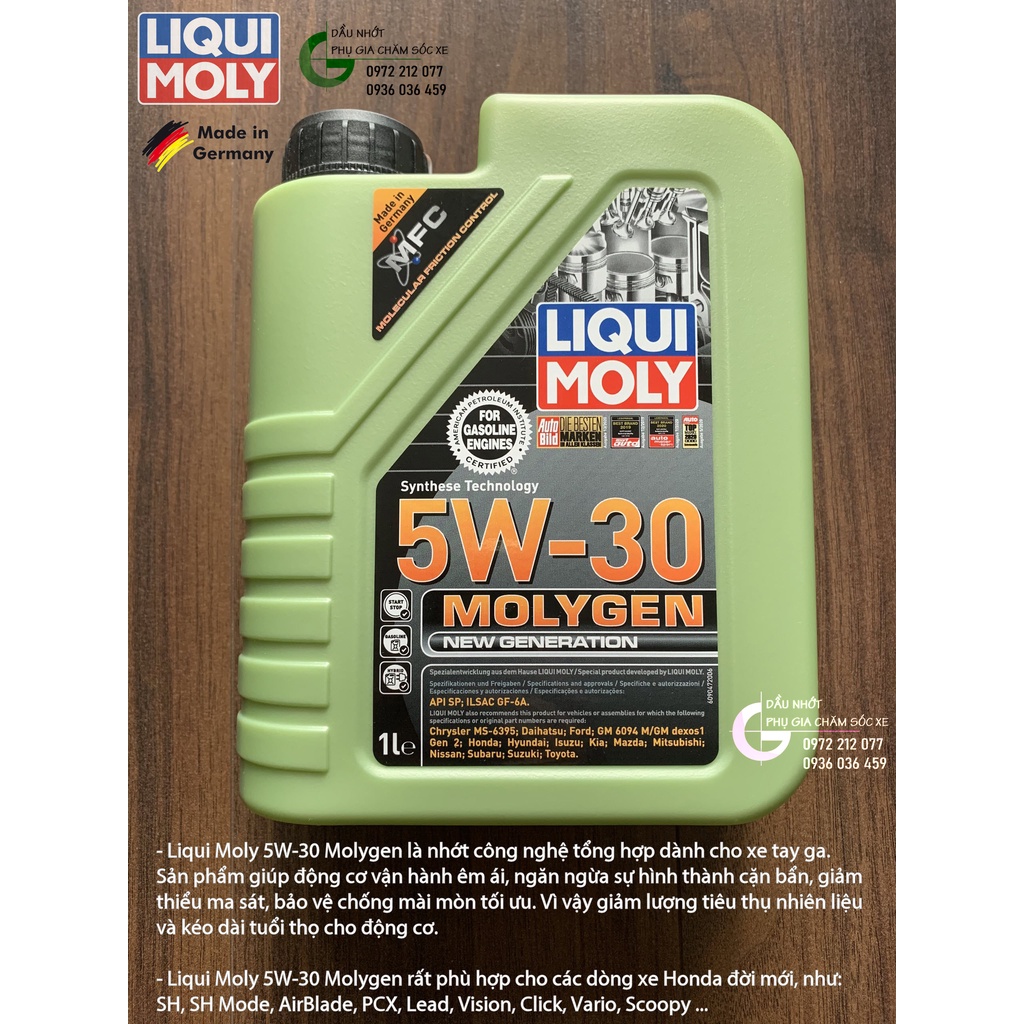 Dầu nhớt Liqui Moly Molygen 5W-30 giá rẻ chính hãng cho xe tay ga & ô tô