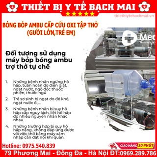 Bóng Bóp Ambu Cấp Cứu Oxy Tập Thở [Người Lớn, Trẻ Em]