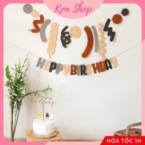 Dây Happy Birthday Vải Dạ Trang Trí Sinh Nhật Hàn Quốc Siêu Dễ Thương - K102