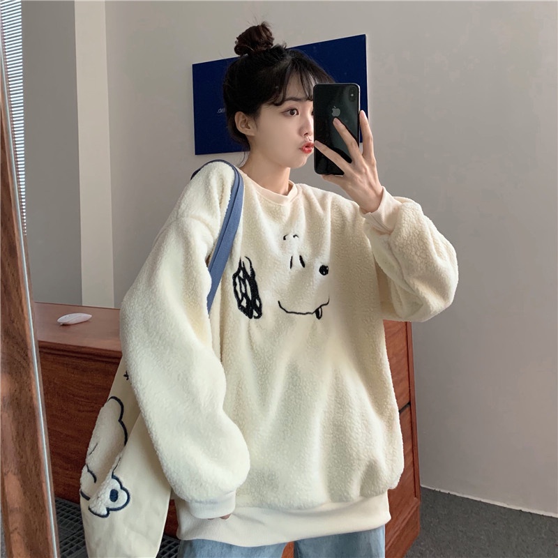 Áo Nỉ Nữ Form Rộng, Áo Sweater Nữ Hình Cún dưới 75kg - G039 - Minh Hằng 9X | BigBuy360 - bigbuy360.vn