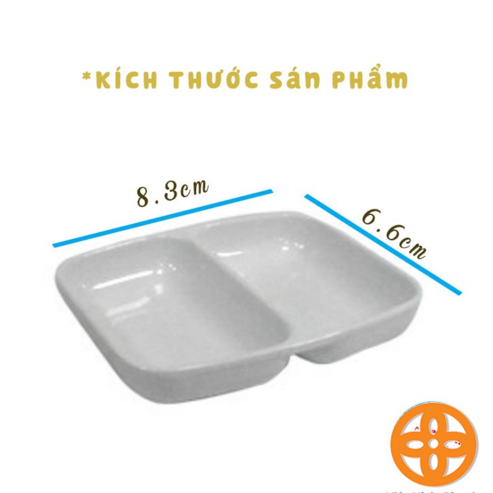 Bát chấm 2 ngăn tách biệt, đĩa chấm 2 ngăn nhựa Việt Nhật 1205