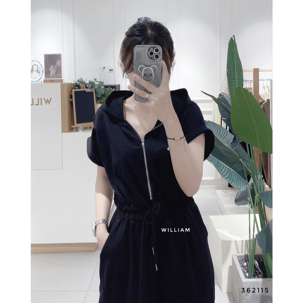 Đầm thun nón khoá kéo 6538