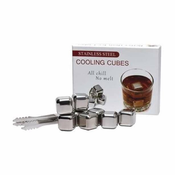 [ XẢ HÀNG ] Đá lạnh inox không tan Cooling cubes hộp 8 viên kèm 1 gắp