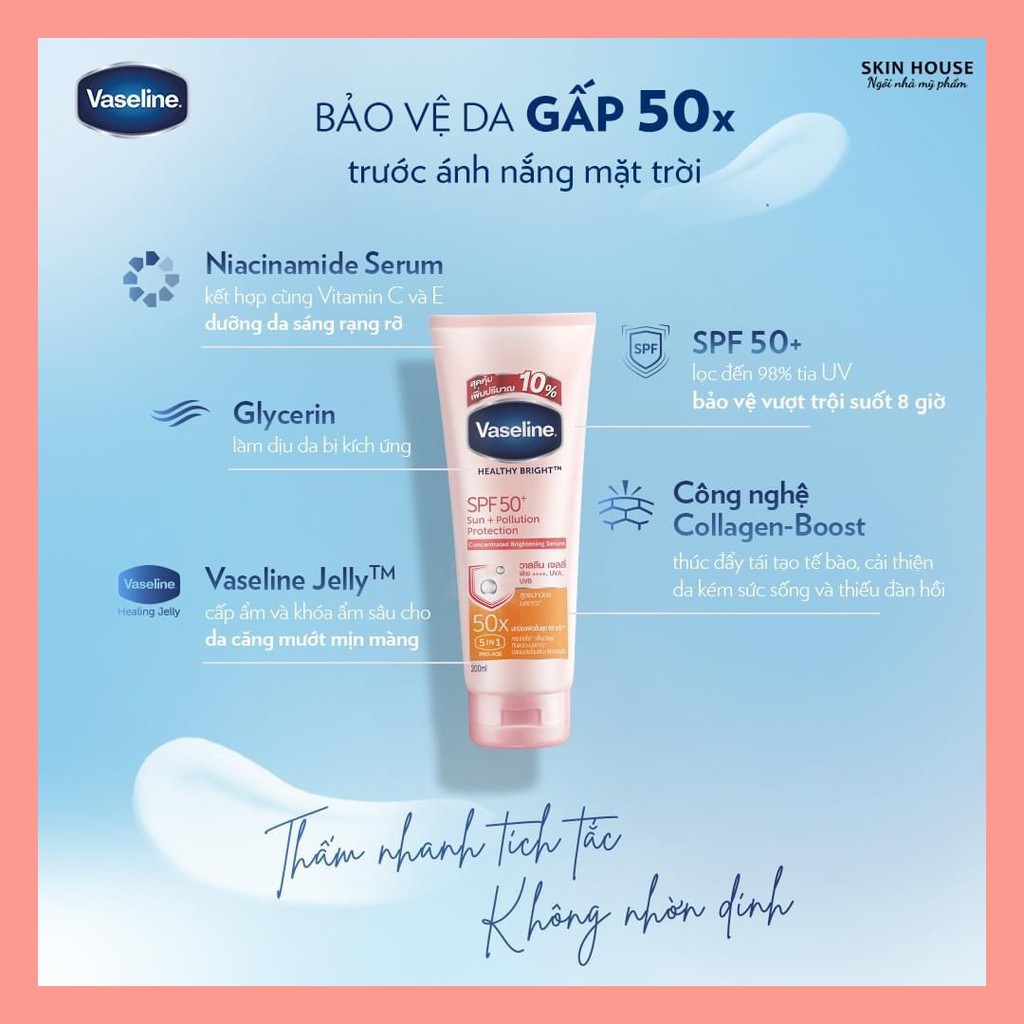 (Có bill) KEM DƯỠNG TRẮNG DA CHỐNG NẮNG BODY VASELINE 320ml