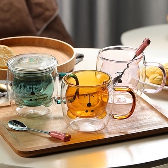 Cốc Thủy Tinh Cách Nhiệt Sáng Tạo Có Tay Cầm Dùng Trong Lò Vi Sóng Dung Tích 250ML