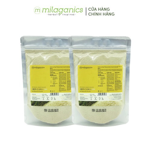 Combo 2 Bột Cám Gạo Dưỡng Da Trắng Mịn, Trị Nám MILAGANICS 200g (Túi)