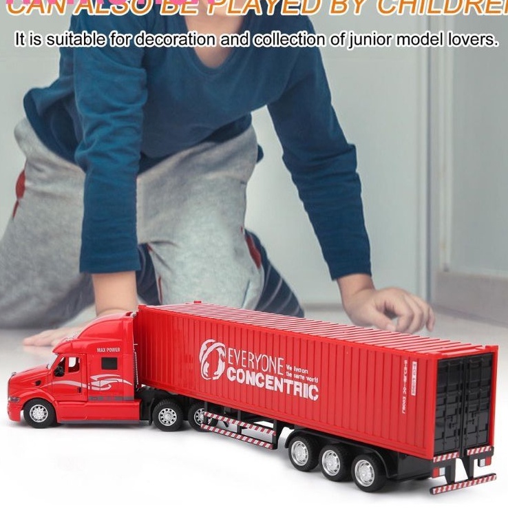 Đồ chơi xe container đầu hợp kim tỉ lệ 1:48 có âm thanh đèn