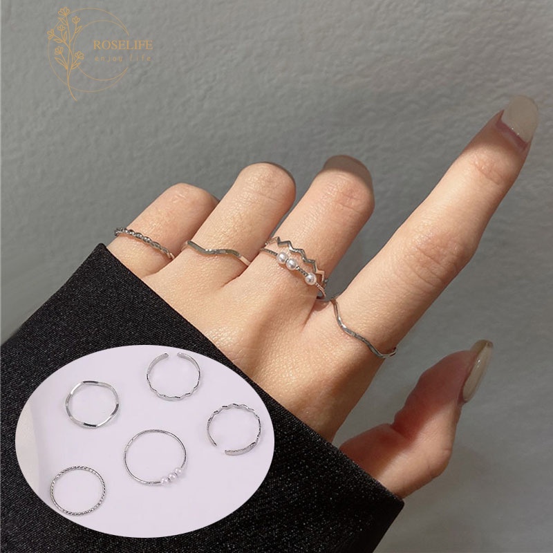 Set 5 nhẫn phong cách Hàn Quốc đơn giản thời trang dành cho nữ