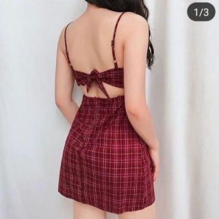 Váy 2 dây kẻ caro đầm 2 dây sợi bún váy hở lưng