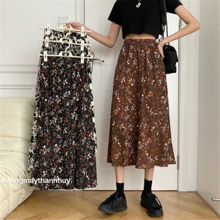 Chân váy hoa nhí vintage nhiều màu - Chân váy dài midi