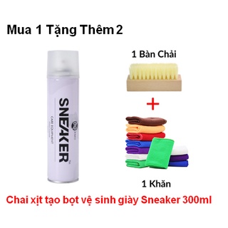  Chai xịt tạo bọt vệ sinh giày Sneaker + Tặng 1 Bàn chải + 1 Khăn Lau Giầy 