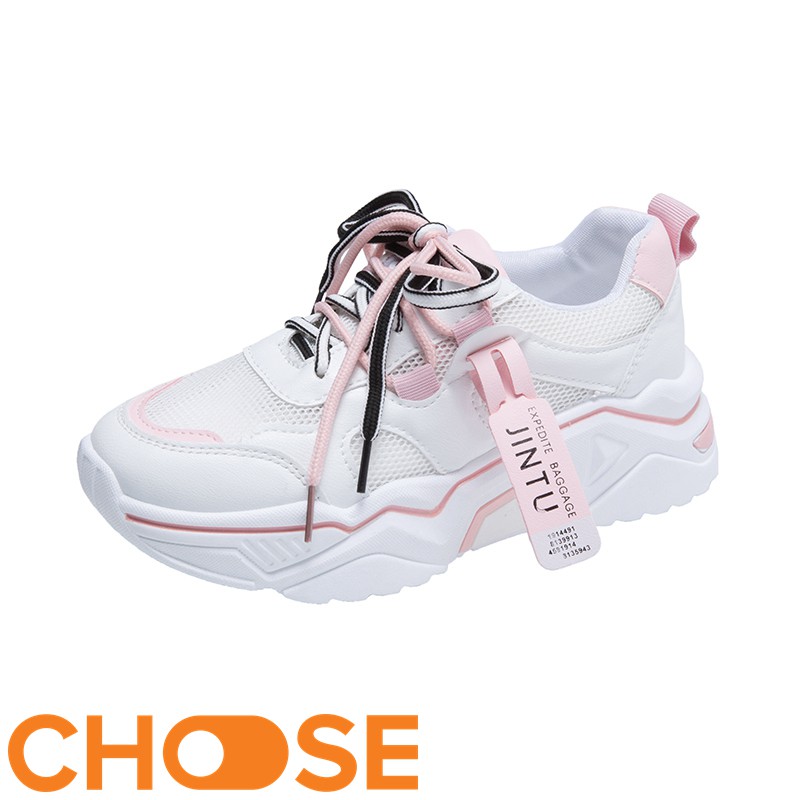 Giày Nữ Độn Đế Sneaker Thể Thao Nữ Choose Viền Màu Nổi Bật Đặc Sắc Xanh Vàng Hồng Trắng G2911 | BigBuy360 - bigbuy360.vn