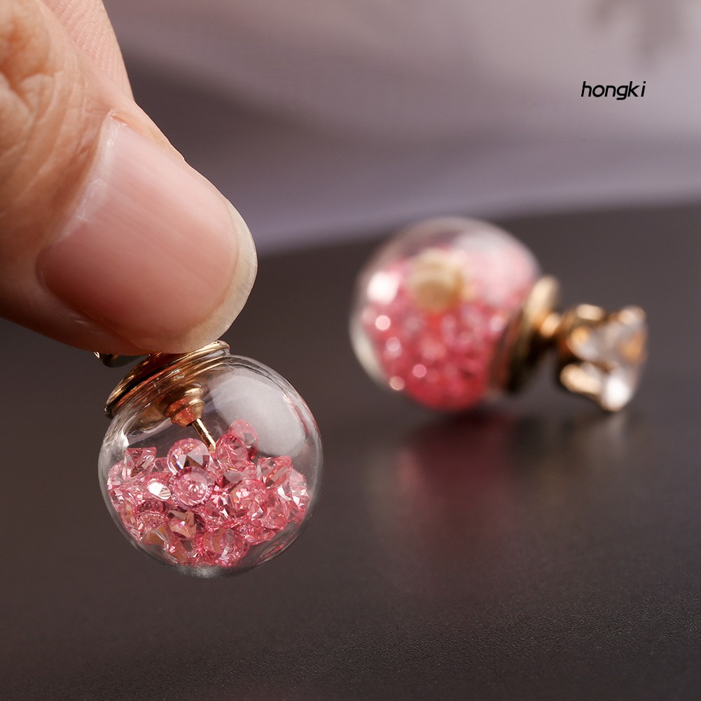 Bông tai hoa khô đính đá thời trang độc đáo cho nữ