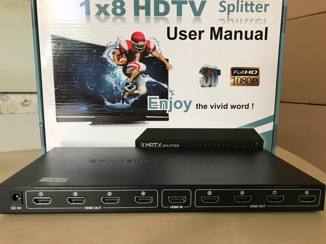 Bộ chia hdmi có khuyếch đại kèm adapter