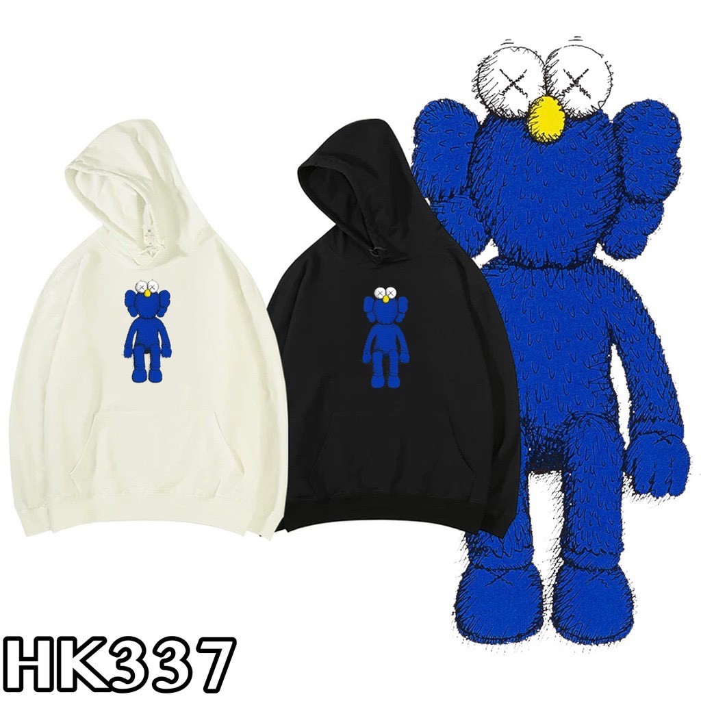 Áo hoodie nỉ bông KAWS xanh tay dài unisex