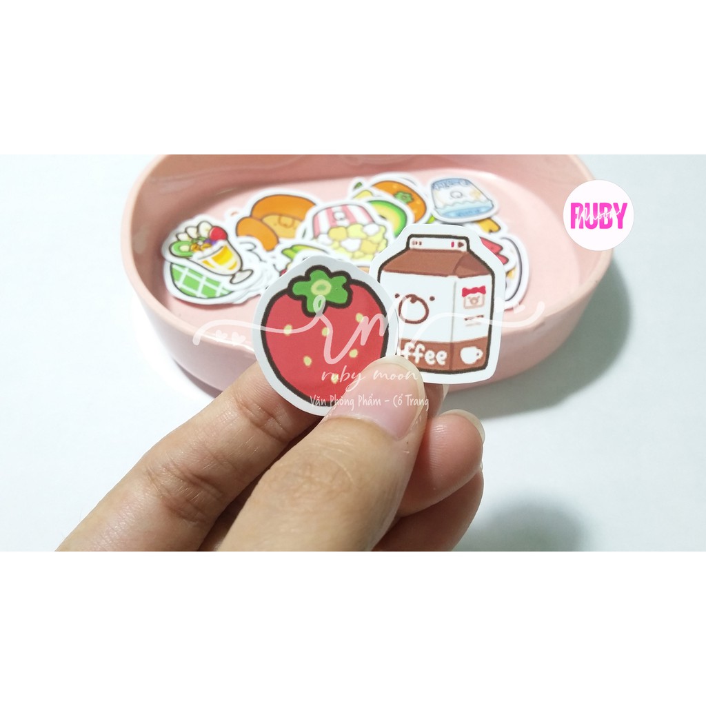 Bộ 45 Nhãn Dán Sticker Hoạt Hình Đồ Ăn Trái Cây