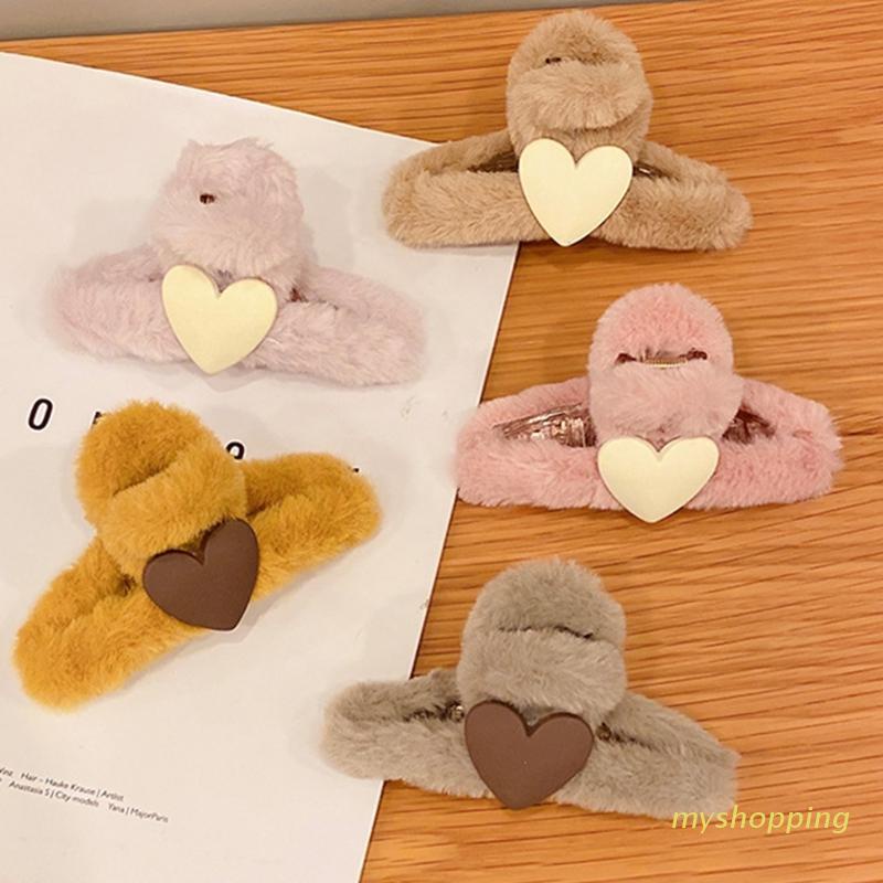 Kẹp tóc hình trái tim bằng nhung chống trượt tiện dụng