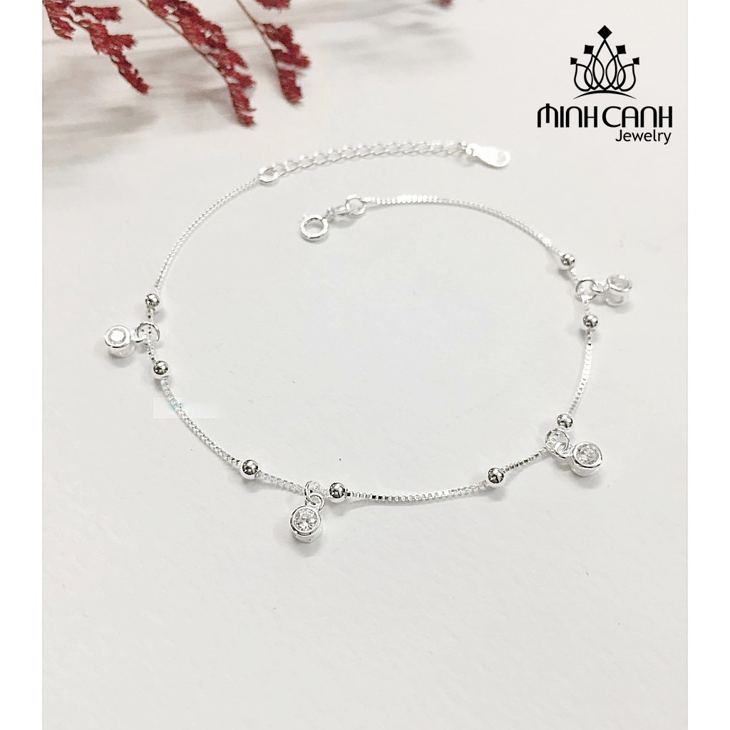 Lắc Chân Bạc Ý S925 Hạt Treo Đá - Minh Canh Jewelry