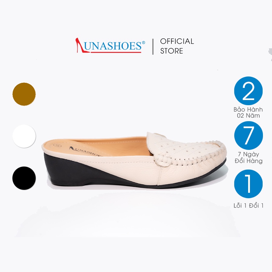 Sục nữ 3p LUNASHOES 32502 giày da bò thật chất lượng cao bảo hành 2 năm 1 đổi 1 dễ phối đồ đi êm dép trung niên cho mẹ
