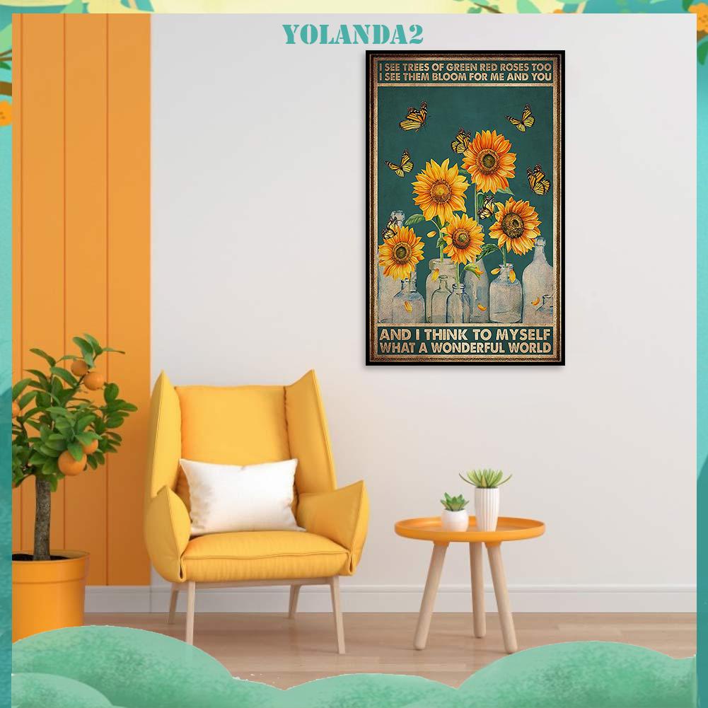 Tranh thêu chữ thập hình hoa hướng dương 3 sợi cotton 11CT