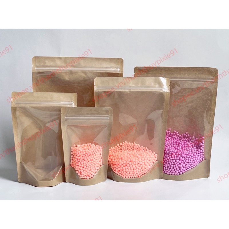 1kg túi zip giấy nhìn thấy sản phẩm bên trong đựng thực phẩm khô bánh kẹo trà cà phê