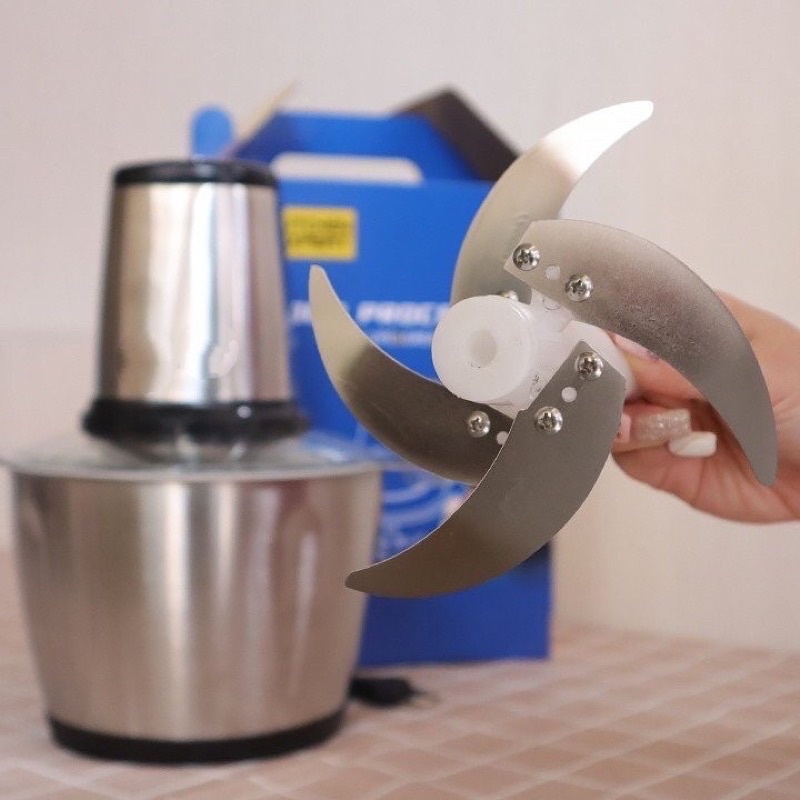 Máy xay thịt cầm tay cối inox 4 lưỡi đa năng xay được tất cả các loại thực phẩm ,tiện lợi chỉ cần 1 nút bấm siêu khỏe