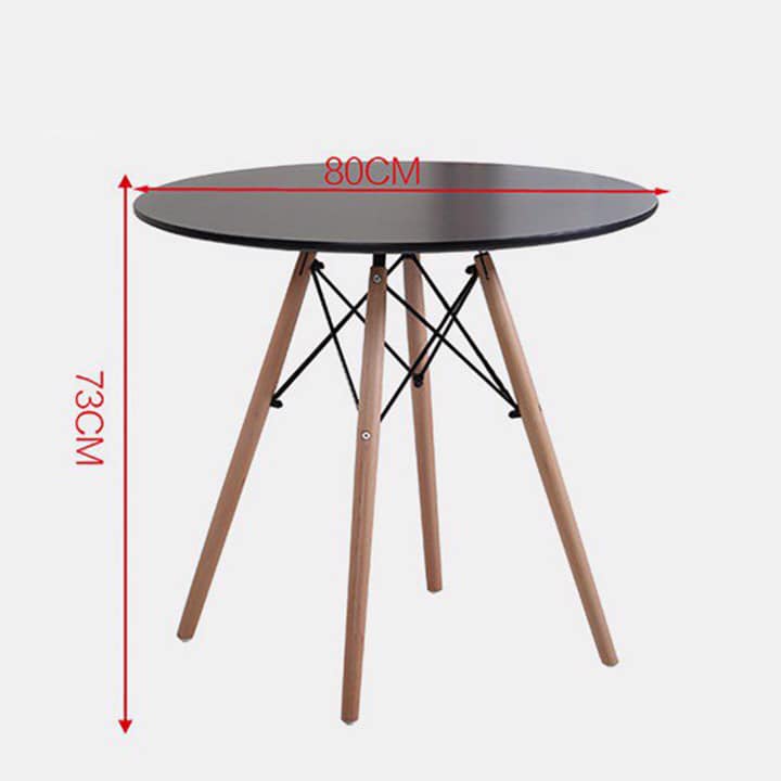 Bàn Eames Tròn Chân Gỗ Sồi Cao Cấp, Bàn Cafe Tròn Bàn Ăn Gấp Gọn Thông Minh D80 Cm