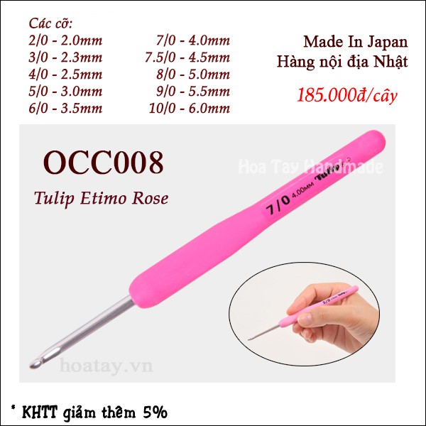 Kim móc Tulip Etimo Rose- Made in Japan. Cỡ móc len từ 2mm đến 6mm