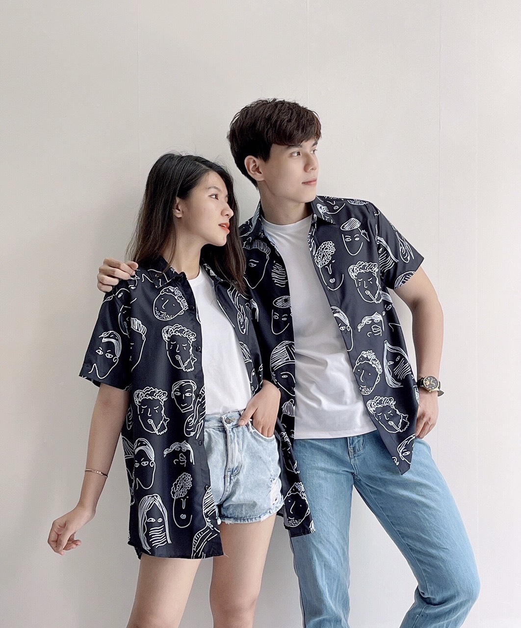 [Bigsize 73kg]Áo Đôi Sơ Mi Kiểu Cách Form Rộng 100% hình ảnh thật shop chụp