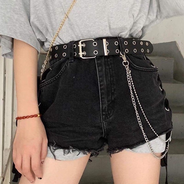 Dây thắt lưng CHAIN xích 2 hàng khoen lỗ TL007 - Dây nịt xích nam nữ nhiều lỗ khoen Thắt lưng dây xích treo quần