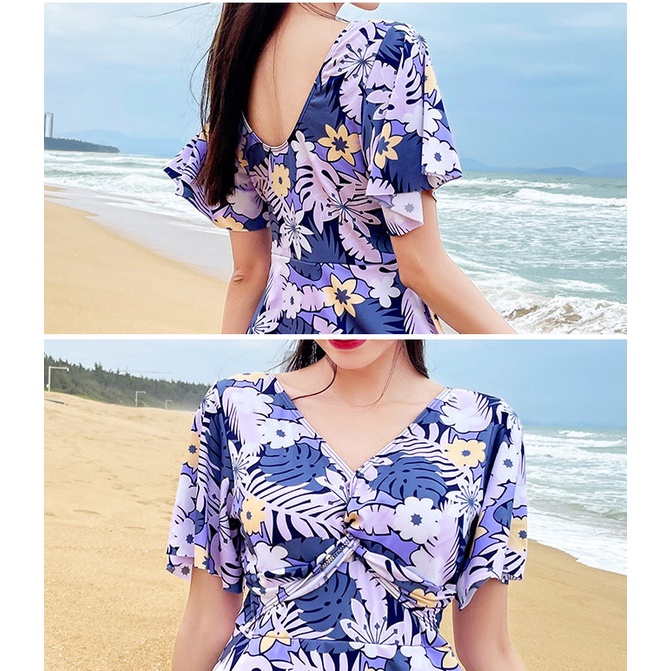 Bộ đồ bơi nữ liền mảnh họa tiết hoa kín đáo tôn dáng size lớn