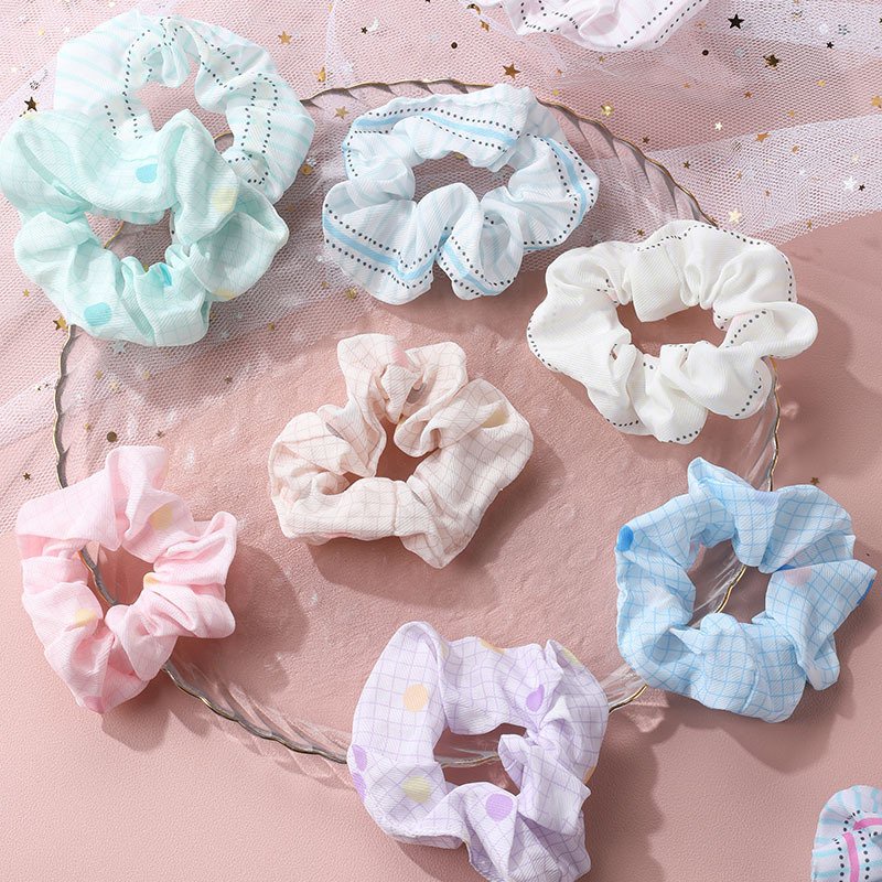 Dây cột tóc vải scrunchies chấm bi xinh xắn đủ màu DCB