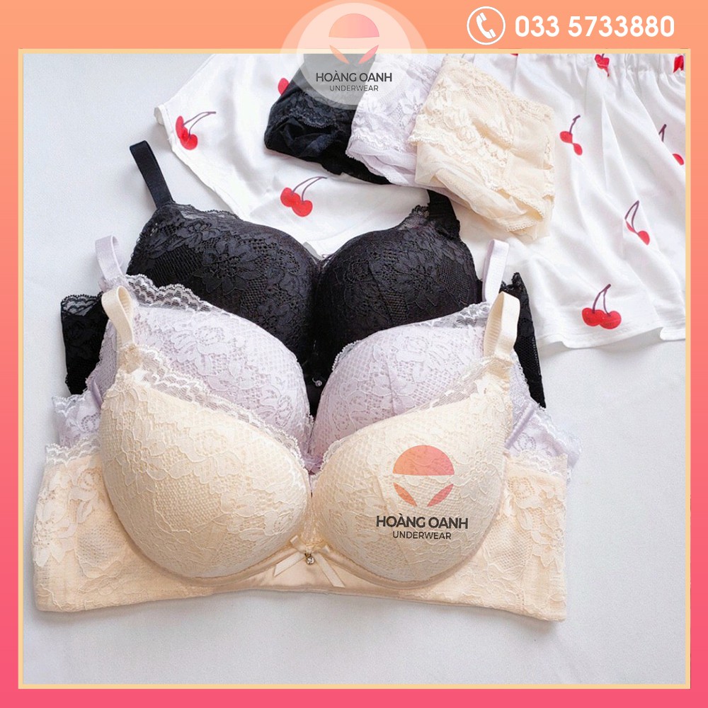 Bộ đồ lót Hoàng Oanh Underwear, set nội y pha ren mút mỏng không gọng E25