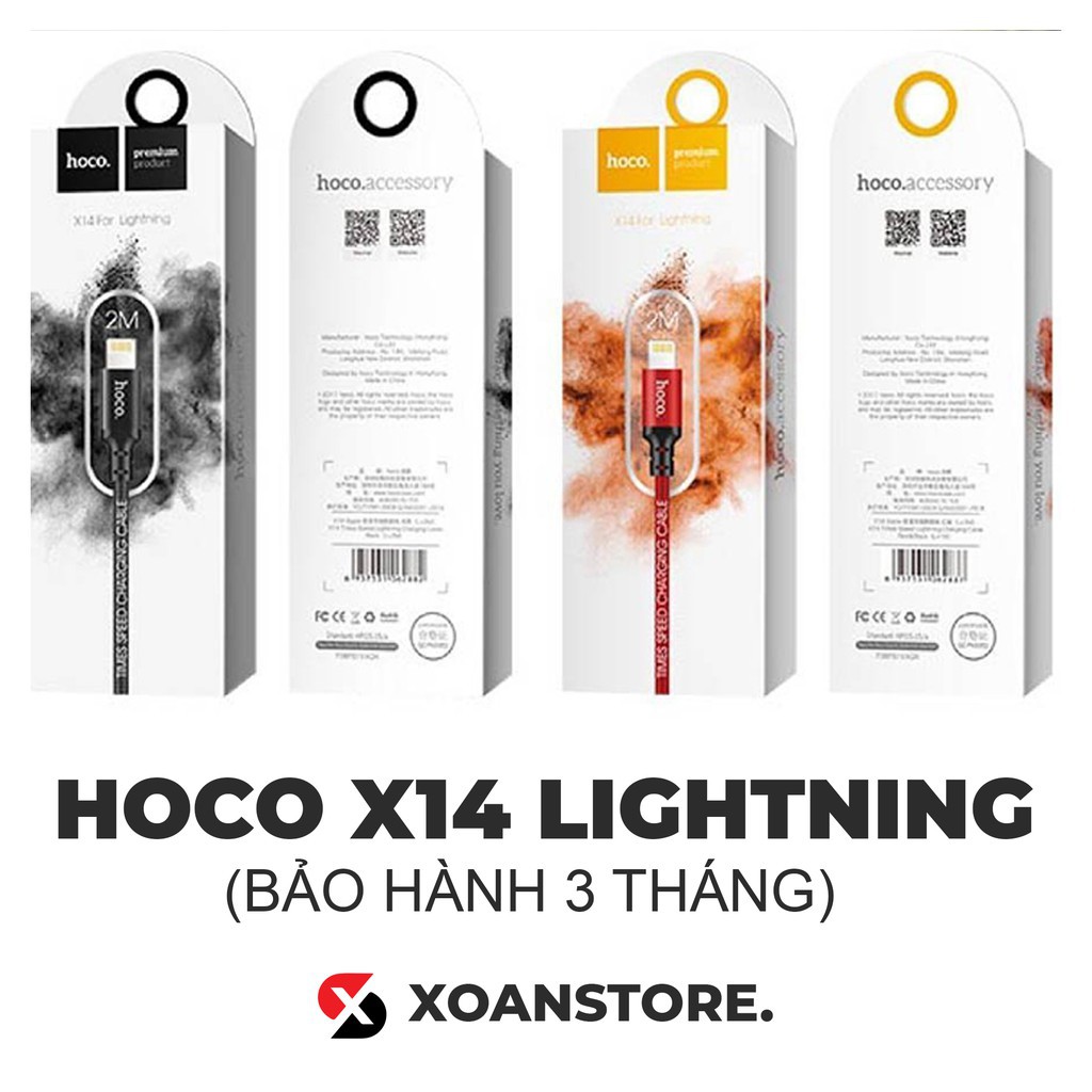 Dây Cáp Sạc nhanh Lightning Hoco X14 & 2 que chọc sim Chính Hãng Cho Điện Thoại iPhone iPad Pin dự phòng