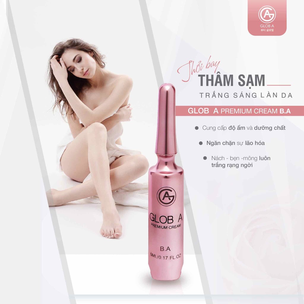 Kem khử thâm Glob A BA làm sáng nách bẹn, mông, gối Premium Cream 5ml Hàn Quốc