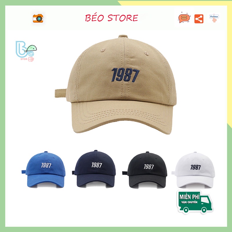 Mũ lưỡi trai nữ Hàn Quốc 1987 đẹp thời trang chất kaki cotton, nón kết nam nữ hot hit 2022