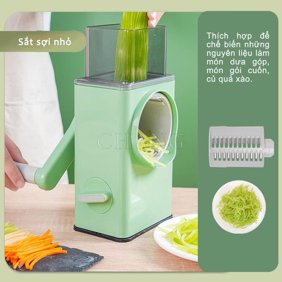 Máy Thái Lát Rau Củ Đa Năng Kèm 6 Lưỡi Dao Cắt - Thái Lát Bào Cắt Củ Quả